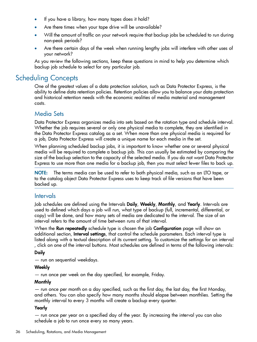 HP Software manual Scheduling Concepts, Media Sets, Intervals 