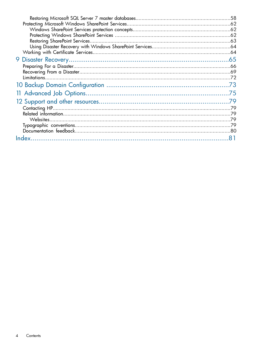 HP Software manual Disaster Recovery, Index 