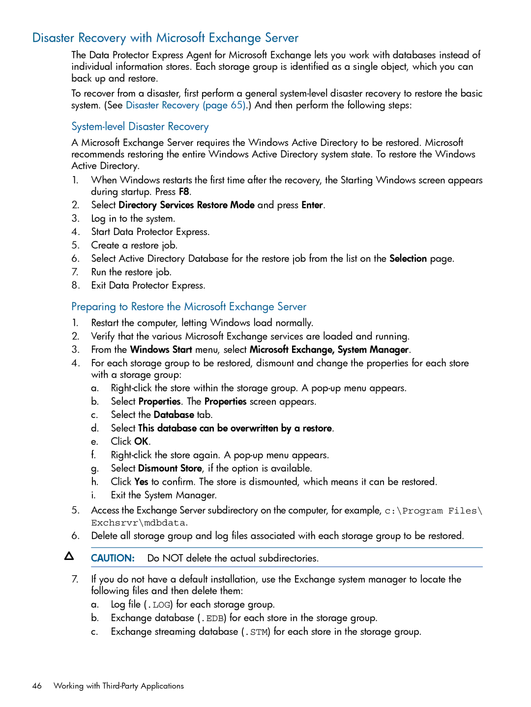 HP Software manual Disaster Recovery with Microsoft Exchange Server, System-level Disaster Recovery 