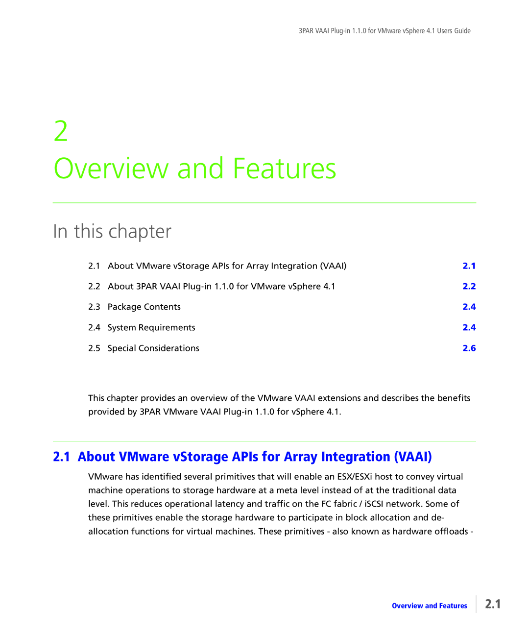 HP Solutions for vSphere Software E-Media Kit Overview and Features, About VMware vStorage APIs for Array Integration Vaai 