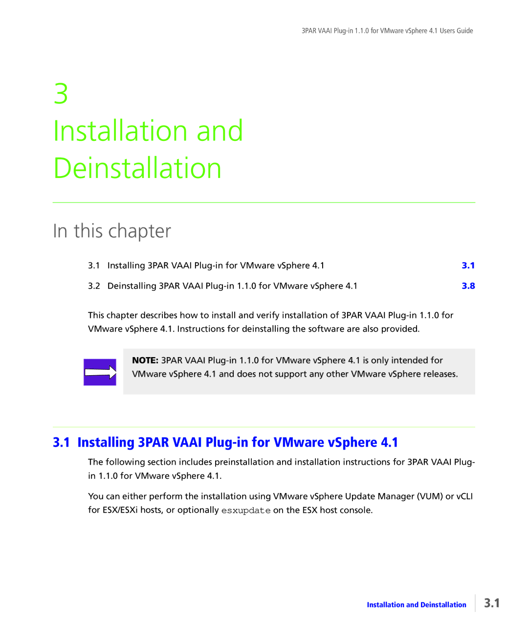 HP Solutions for vSphere Software E-Media Kit manual Installation and Deinstallation 