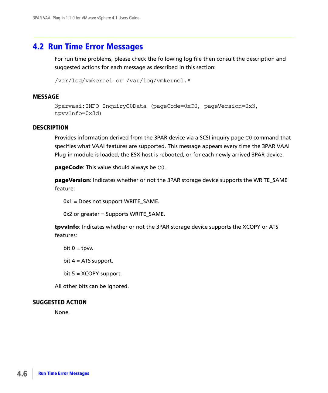 HP Solutions for vSphere Software E-Media Kit manual Run Time Error Messages 