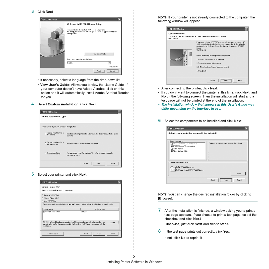 HP SP 3300 manual Select Custom installation. Click Next 