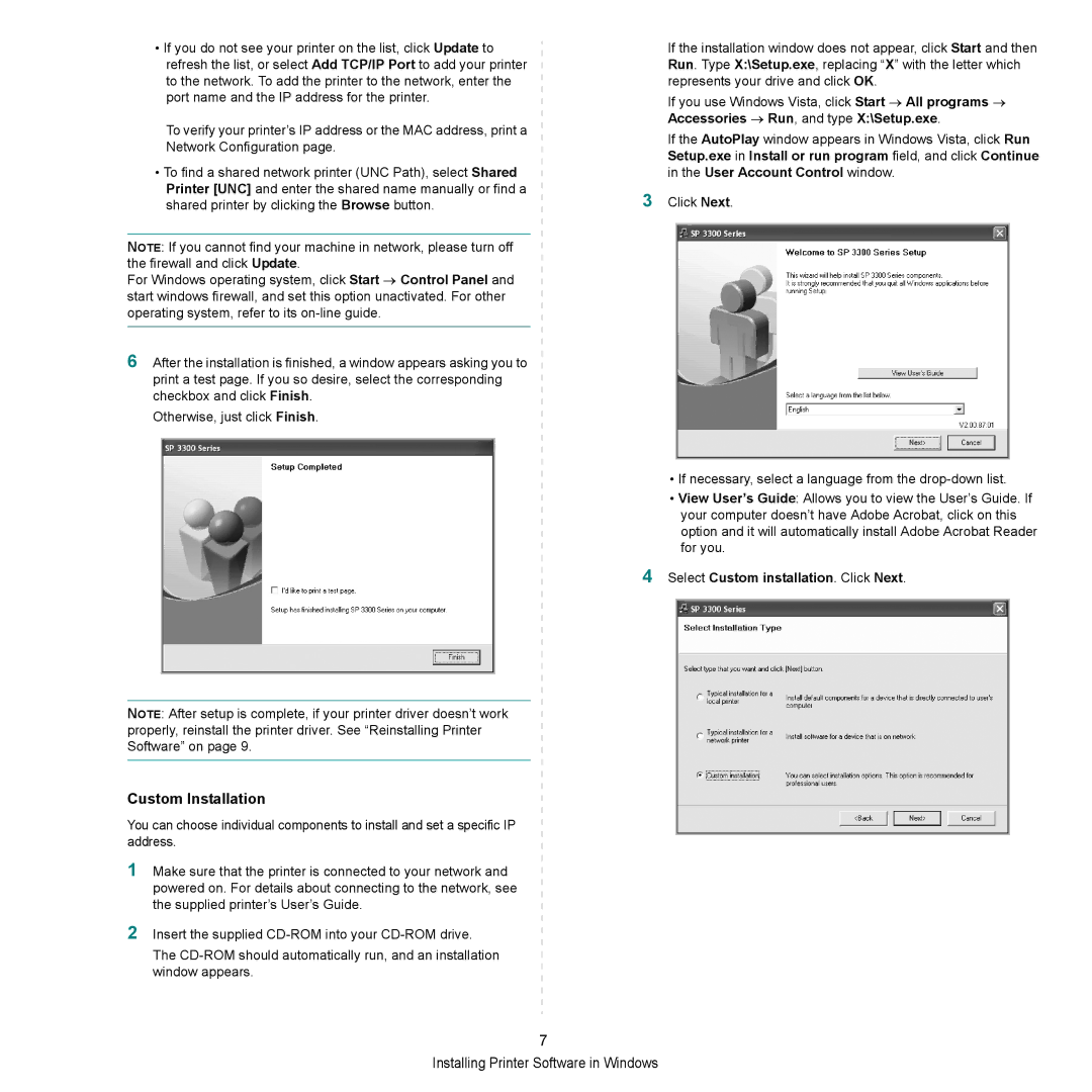 HP SP 3300 manual Custom Installation 