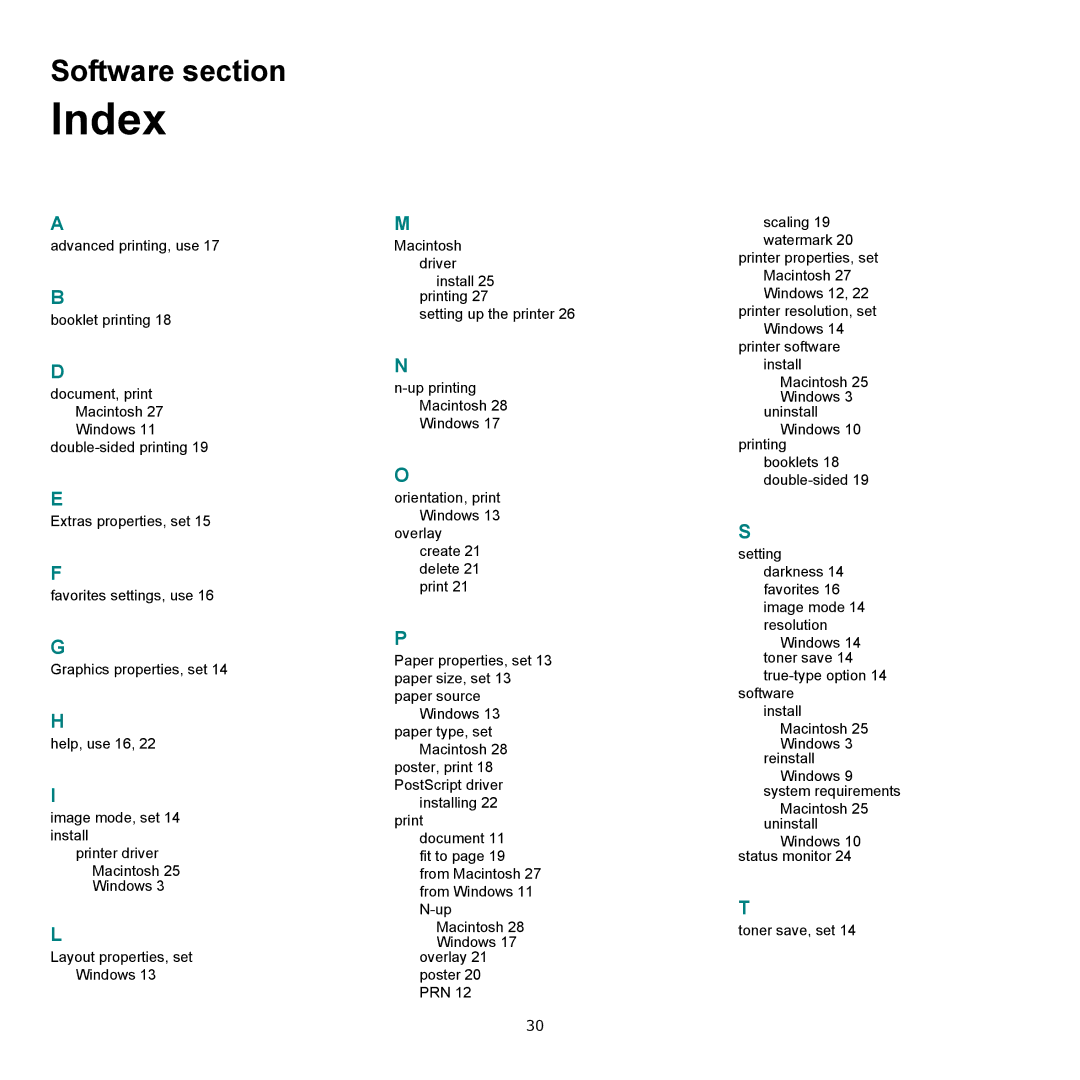 HP SP 3300 manual Index 