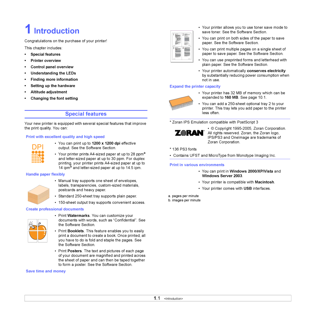 HP SP 3300 manual Introduction, Special features 