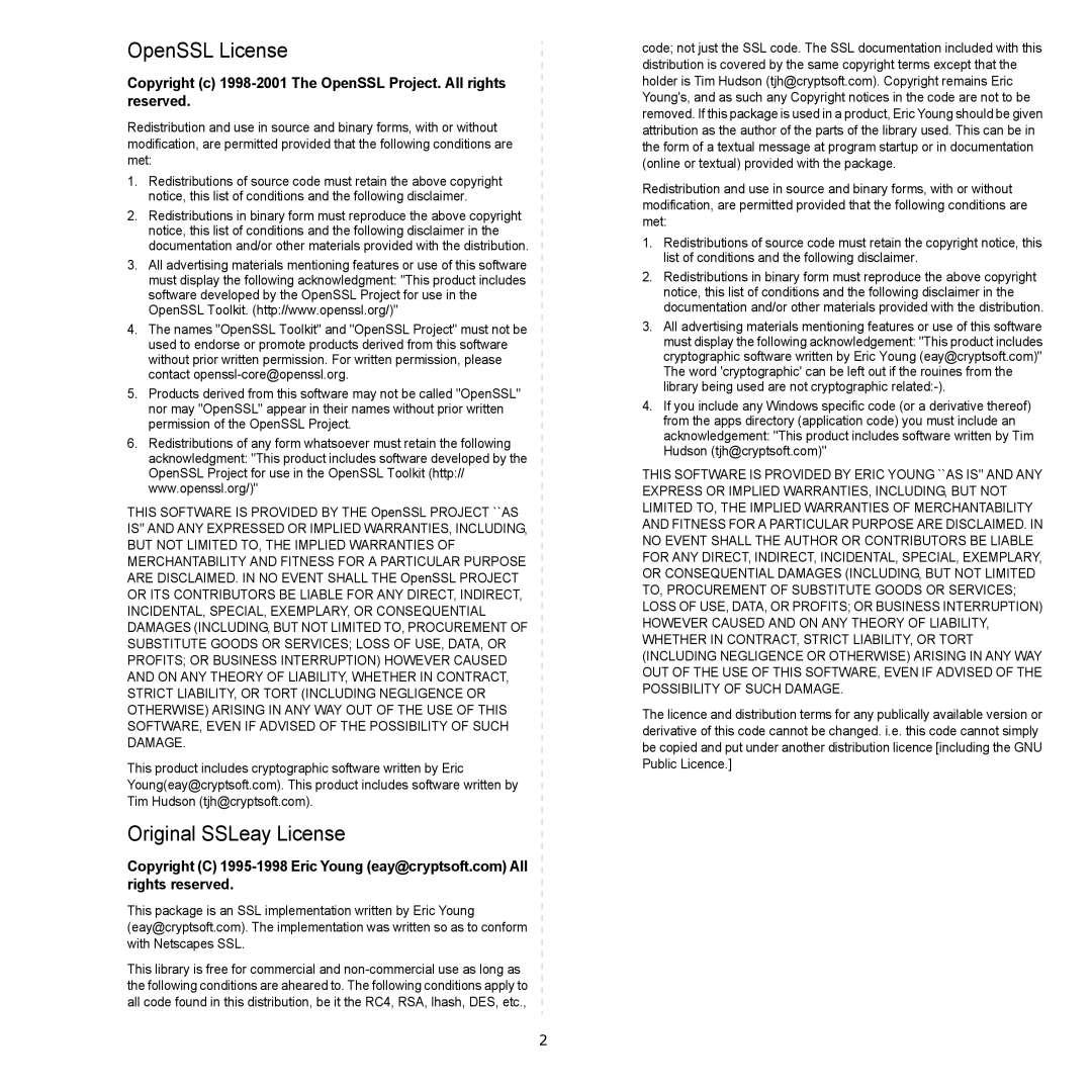 HP SP 3300 manual OpenSSL License 