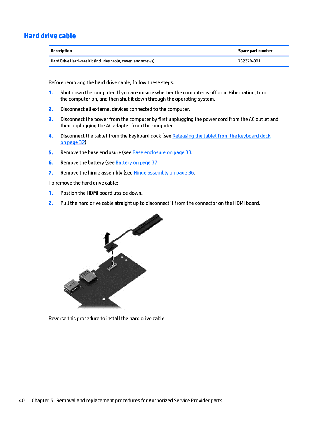 HP Split 13 x2 E0W59UARABA manual Hard drive cable 