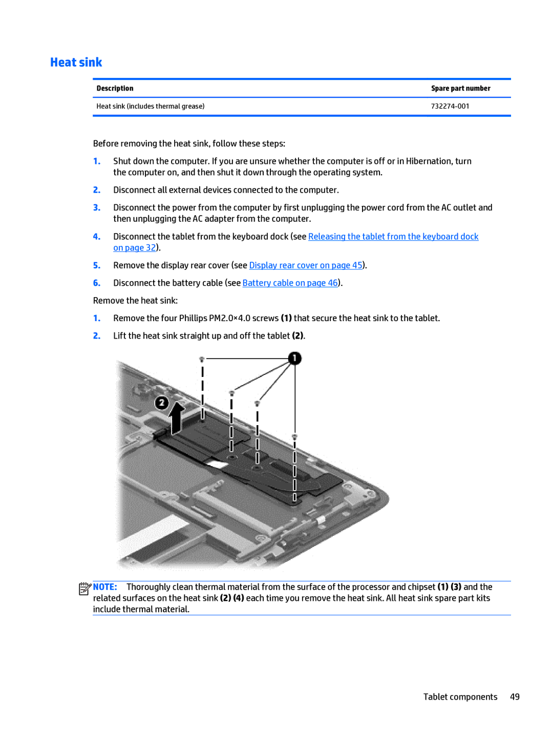 HP Split 13 x2 E0W59UARABA manual Heat sink 