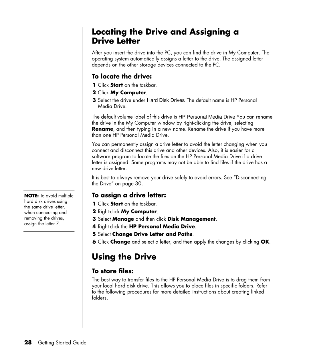 HP SR1215CL manual Locating the Drive and Assigning a Drive Letter, Using the Drive, To locate the drive, To store files 