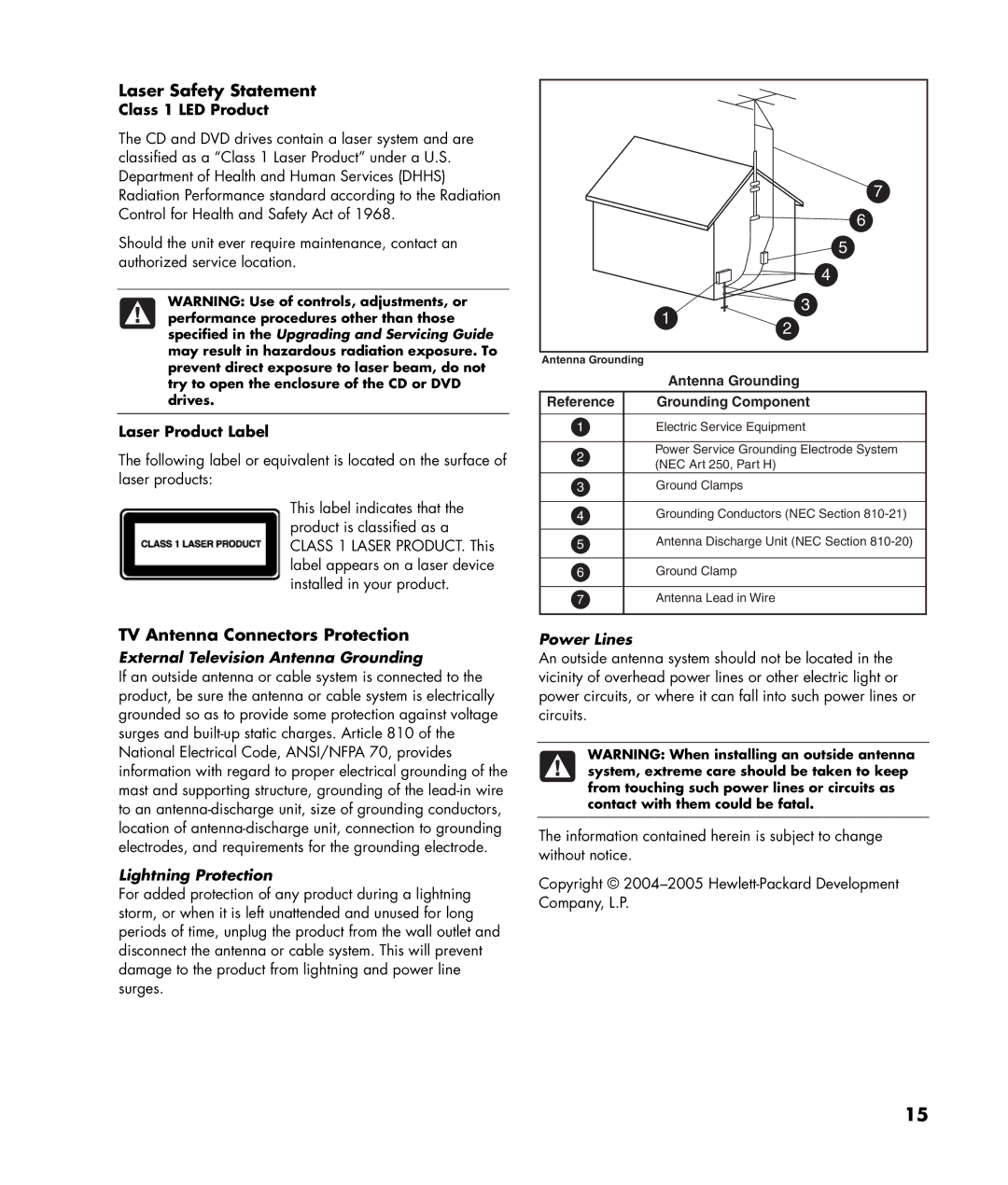 HP SR1650NX, SR1625NX, SR1630NX, SR1638NX, SR1620NX, SR1617CL, SR1616NX, SR1611NX manual Class 1 LED Product, Laser Product Label 