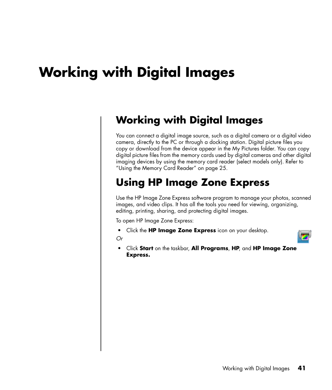 HP SR1675CL, SR1680CF, SR1660CF, SR1625NX, SR1630NX, SR1640AP, SR1614X Working with Digital Images, Using HP Image Zone Express 