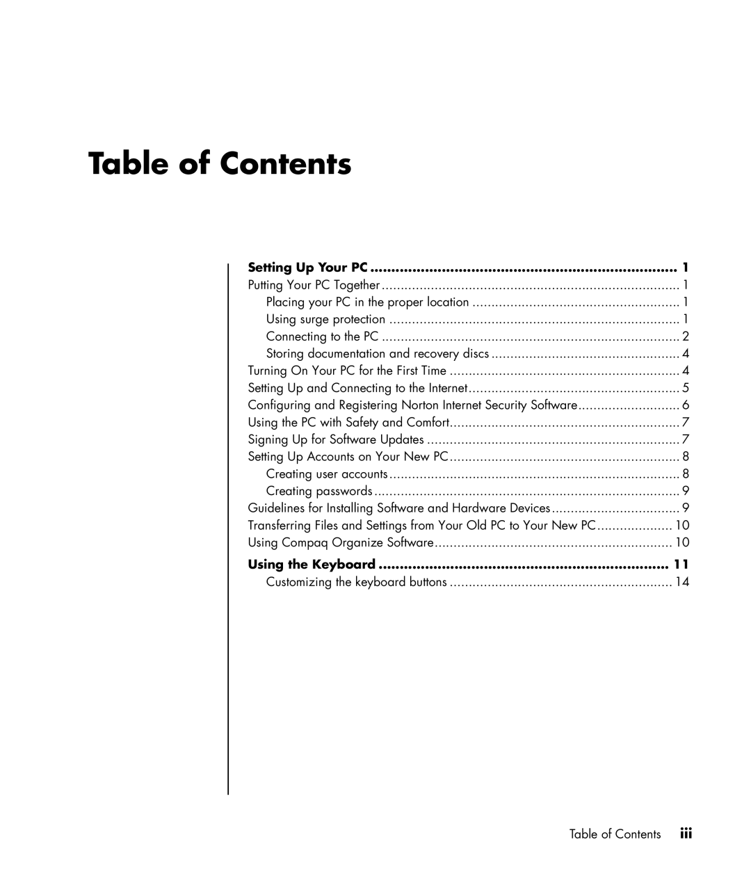 HP SR1803WM, SR1817CL, SR1811NX, SR1810NX, SR1802HM, SR1800NX, SR1820NX, SR1780AN, SR1830NX, SR1834NX manual Table of Contents 