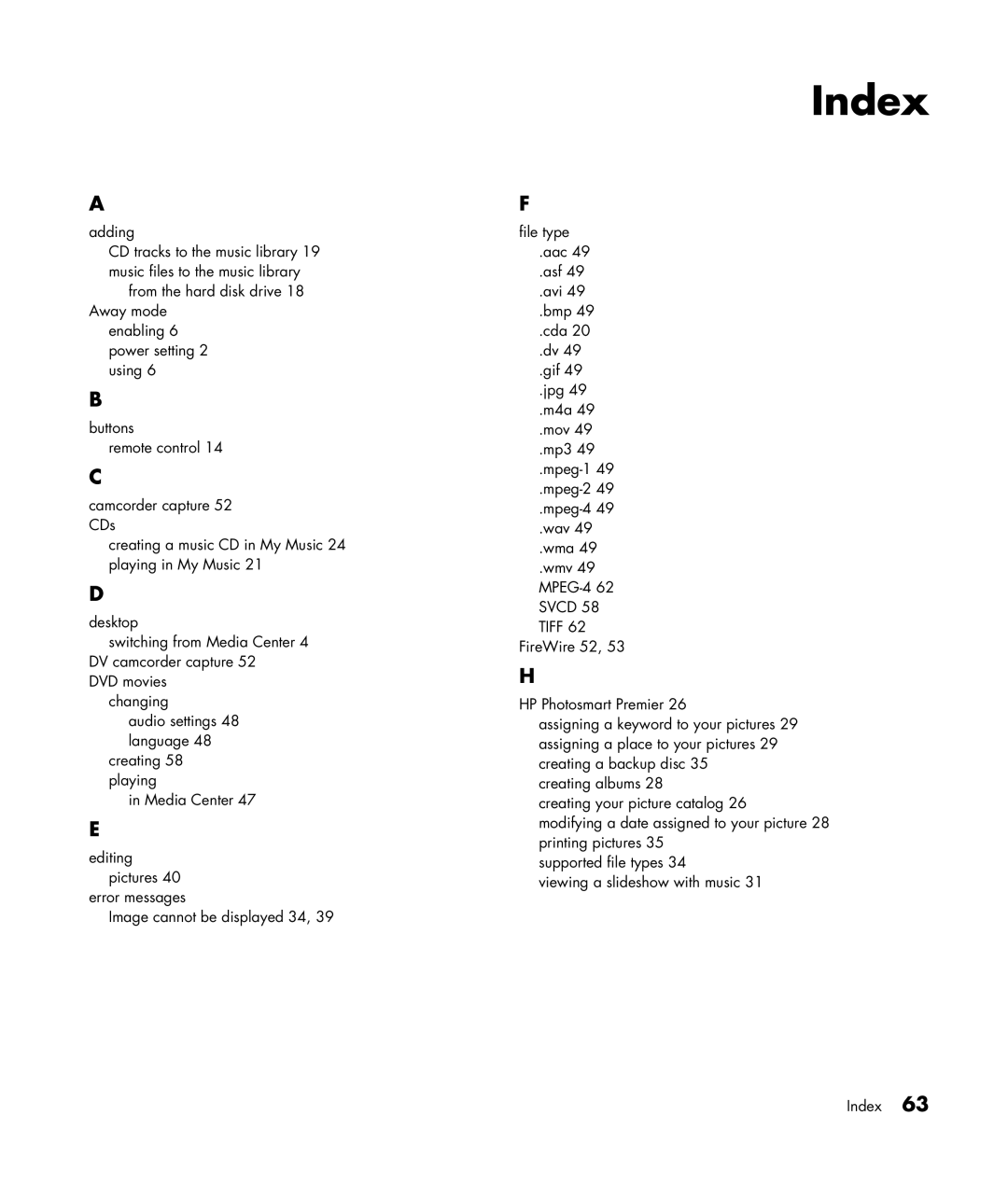 HP SR1838NX, SR1834NX manual Index 