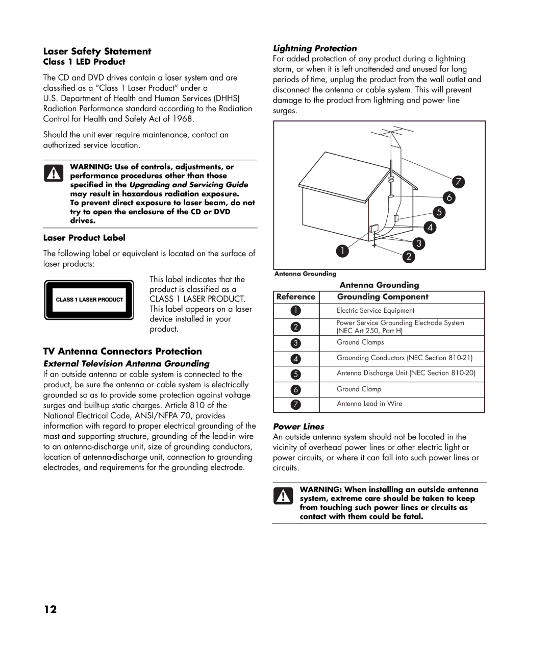 HP SR5063CF, SR5083CF manual Class 1 LED Product, Laser Product Label 