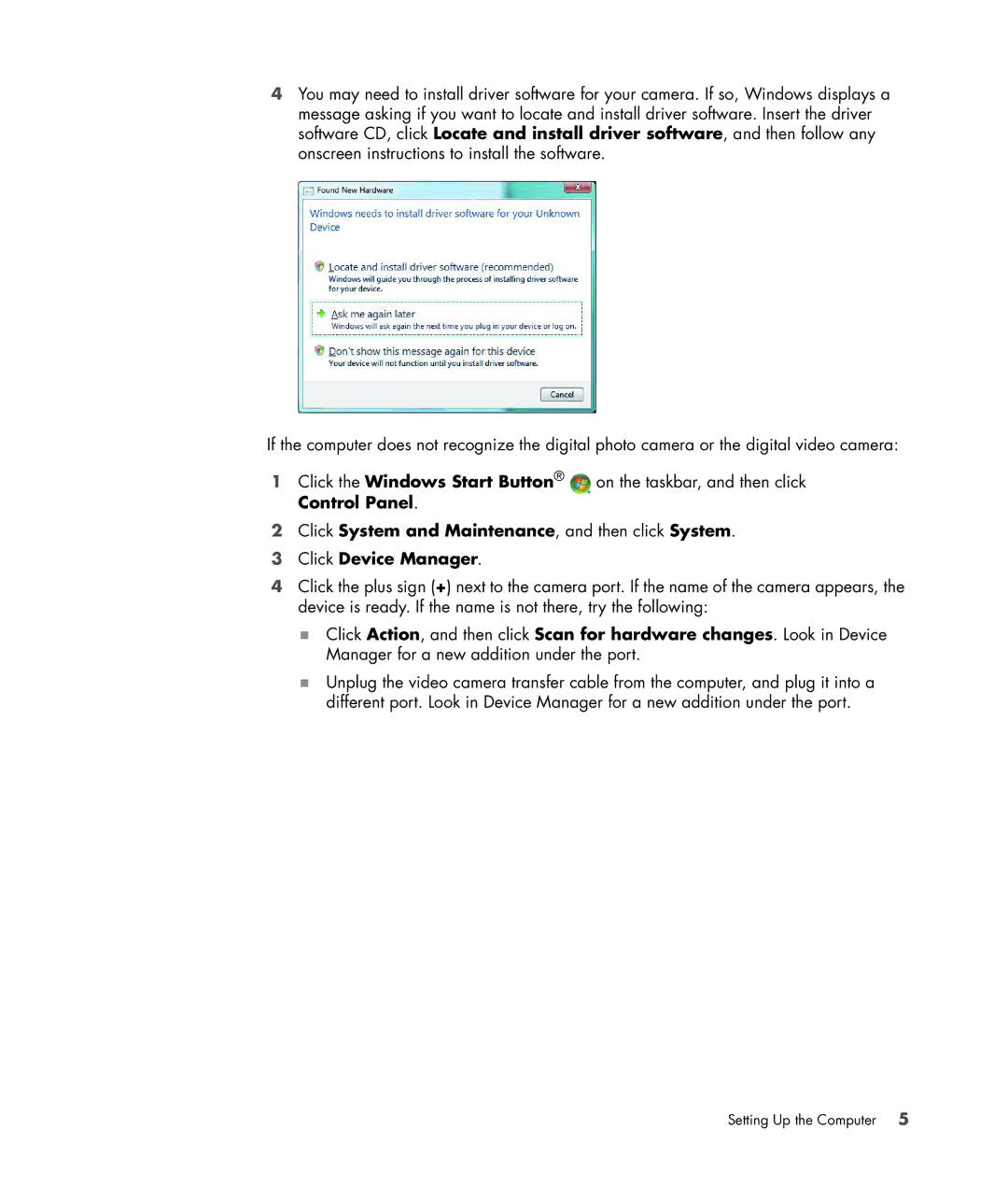 HP SR5350AP, SR5351AP manual Setting Up the Computer 