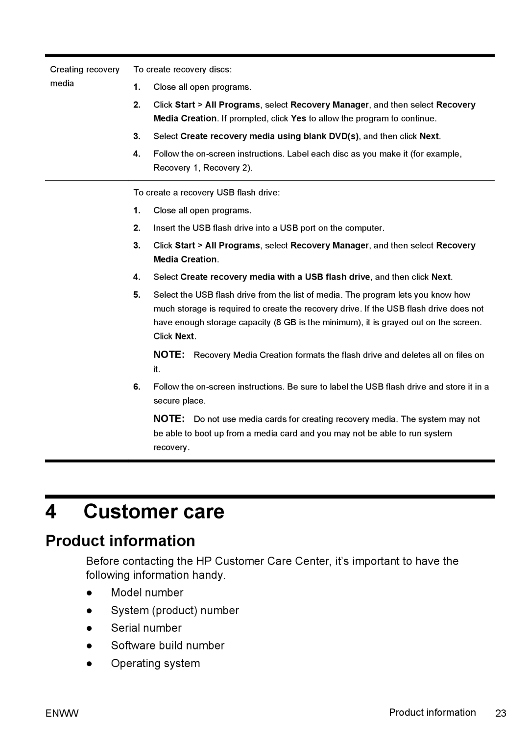 HP SR5003LS, SR5511CF, SR5512CF, SR5611CF, SR5612CF, SR5420IL, SR5220IL, SR5212CF, SR5138CL Customer care, Product information 