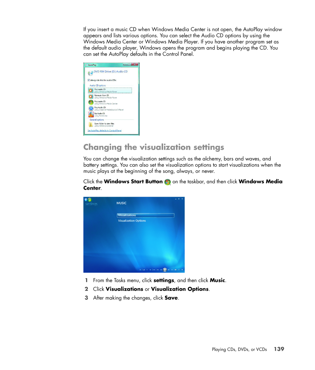 HP SR5710Y, SR5548F, SR5518F, SR5518CF Changing the visualization settings, Click Visualizations or Visualization Options 