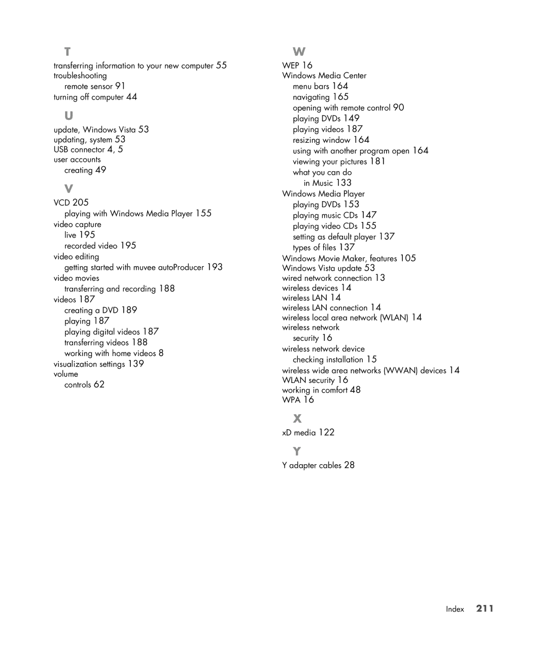 HP SR5433WM, SR5548F, SR5518F, SR5518CF, SR5608F, SR5513CF, SR5507F, SR5510F, SR5470AN, SR5505F, SR5450F, SR5448F, SR5552F manual Index 