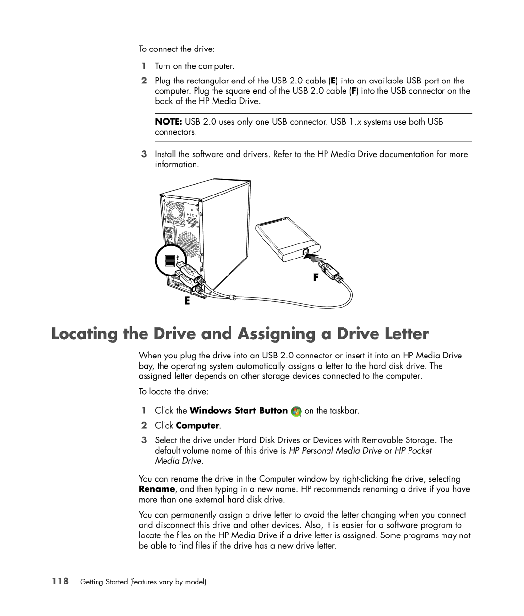 HP SR5404F, SR5556AP, SR5501P, SR5502FH, SR5703WM, SR5611F Locating the Drive and Assigning a Drive Letter, Click Computer 