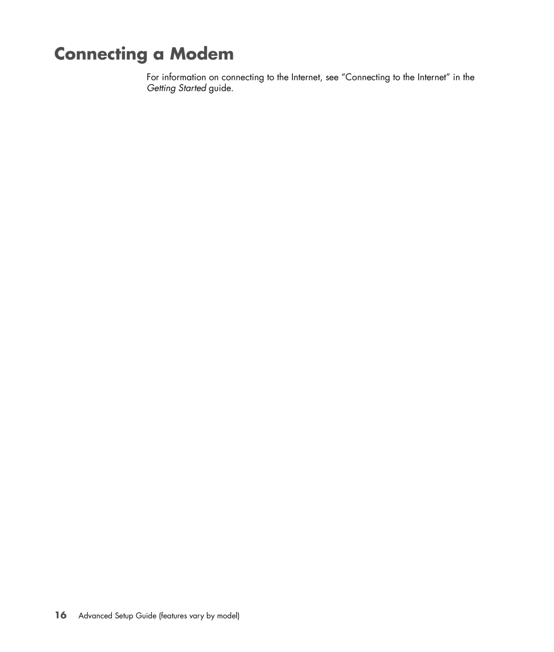 HP SR5421F, SR5558D, SR5470AN, SR5450F, SR5448F, SR5559D, SR5415CF, SR5413WM, SR5410F manual Connecting a Modem 