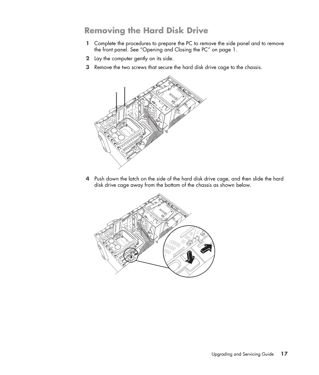 HP SR5708F, SR5558D, SR5548F, SR5518F, SR5518CF, SR5608F, SR5513CF, SR5501P, SR5507F, SR5510CF manual Removing the Hard Disk Drive 