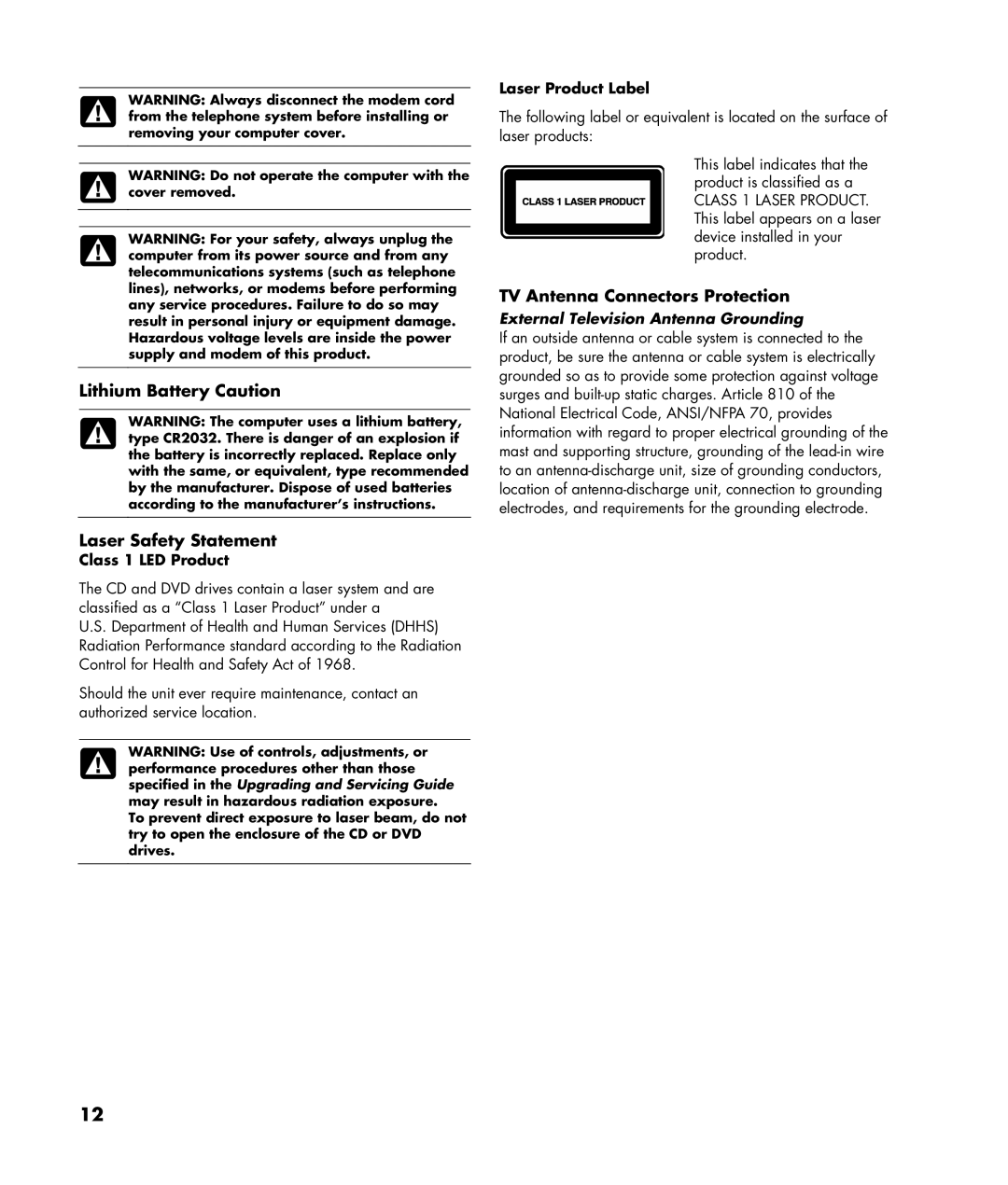 HP SR5618CF, SR5558D, SR5556AP, SR5511CF, SR5512CF, SR5615CF, SR5613CF, SR5559D manual Class 1 LED Product, Laser Product Label 