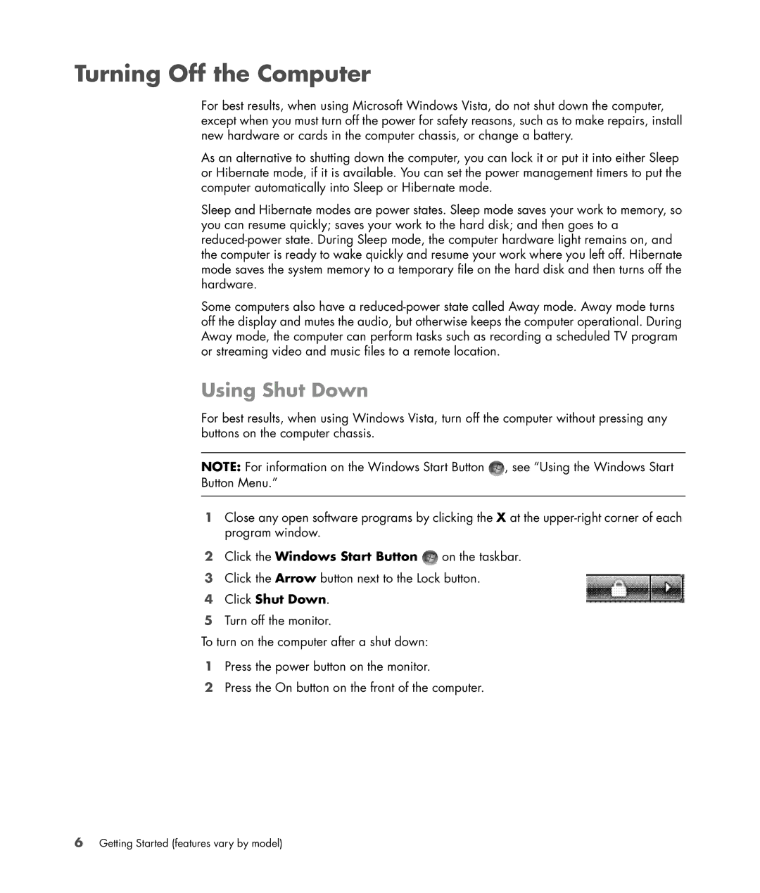 HP SR5618CF, SR5558D, SR5615CF, SR5613CF, SR5559D manual Turning Off the Computer, Using Shut Down, Click Shut Down 