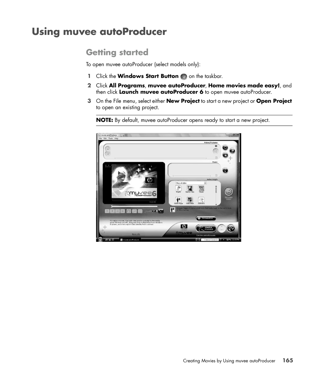 HP SR5558D, SR5618CF, SR5615CF, SR5613CF, SR5559D manual Using muvee autoProducer, Getting started 