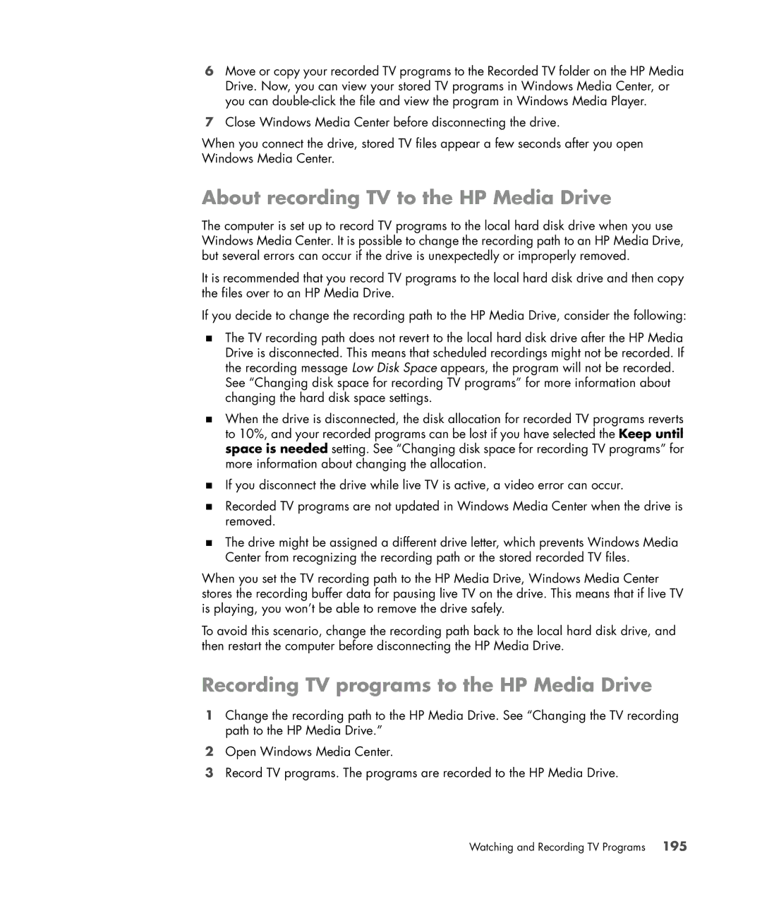 HP SR5558D, SR5618CF, SR5615CF manual About recording TV to the HP Media Drive, Recording TV programs to the HP Media Drive 