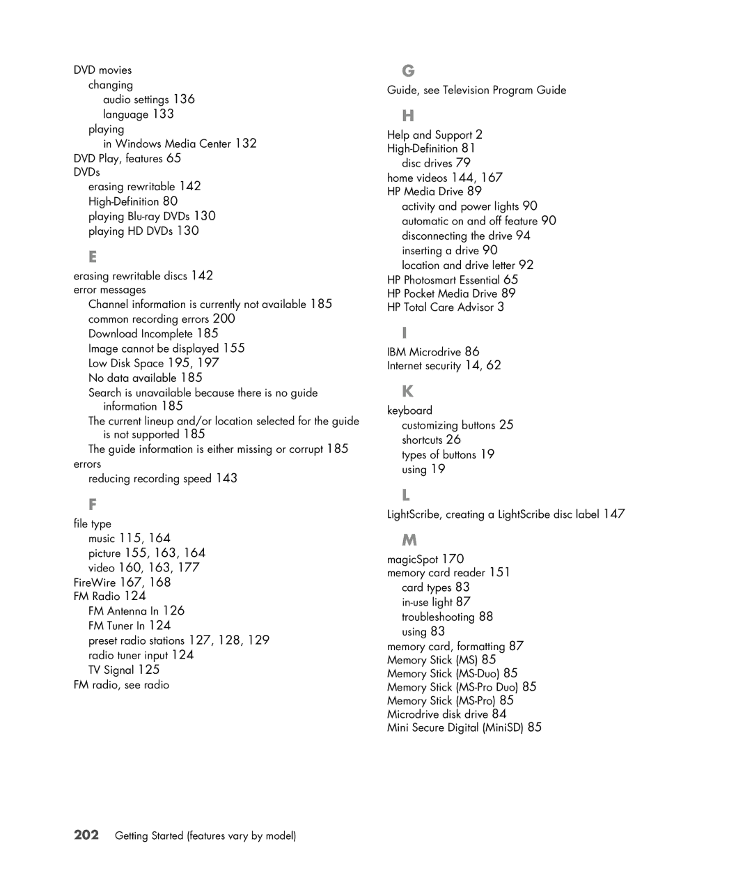 HP SR5615CF, SR5558D, SR5618CF, SR5613CF, SR5559D manual Getting Started features vary by model 