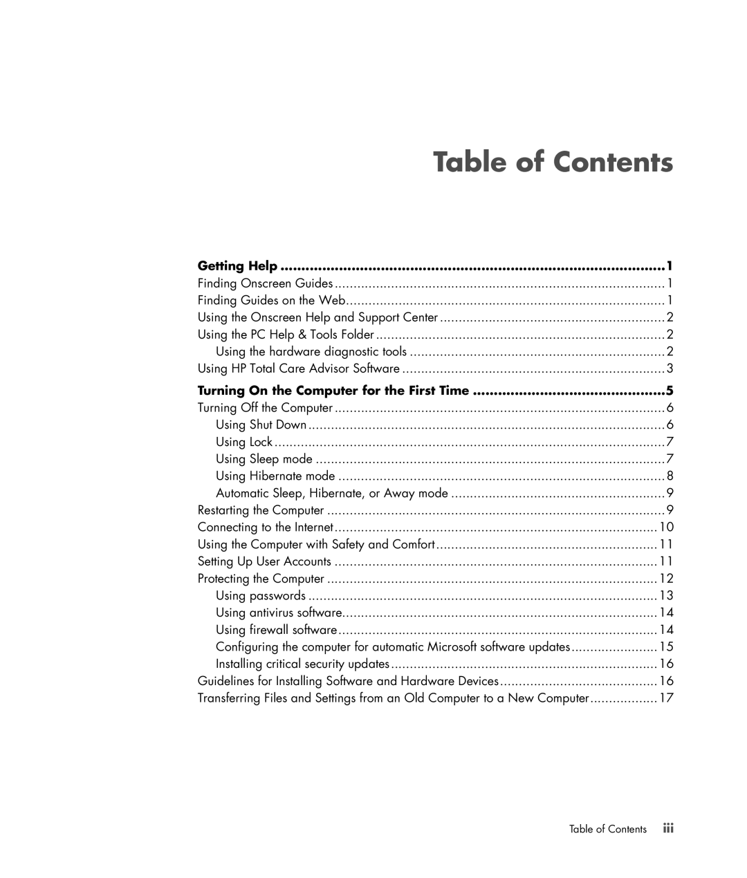 HP SR5613CF, SR5558D, SR5618CF, SR5615CF, SR5559D manual Table of Contents 