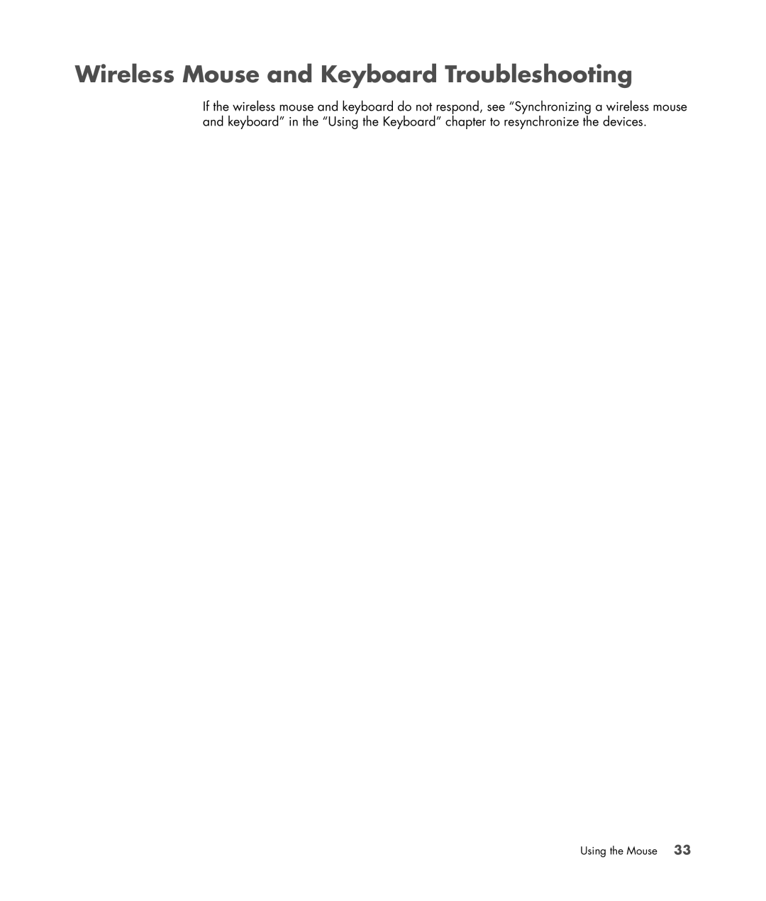 HP SR5613CF, SR5558D, SR5618CF, SR5615CF, SR5559D manual Wireless Mouse and Keyboard Troubleshooting 