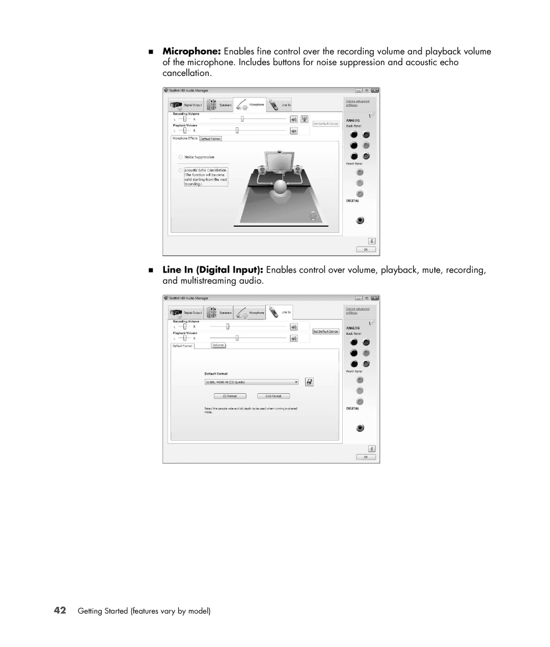 HP SR5615CF, SR5558D, SR5618CF, SR5613CF, SR5559D manual Getting Started features vary by model 