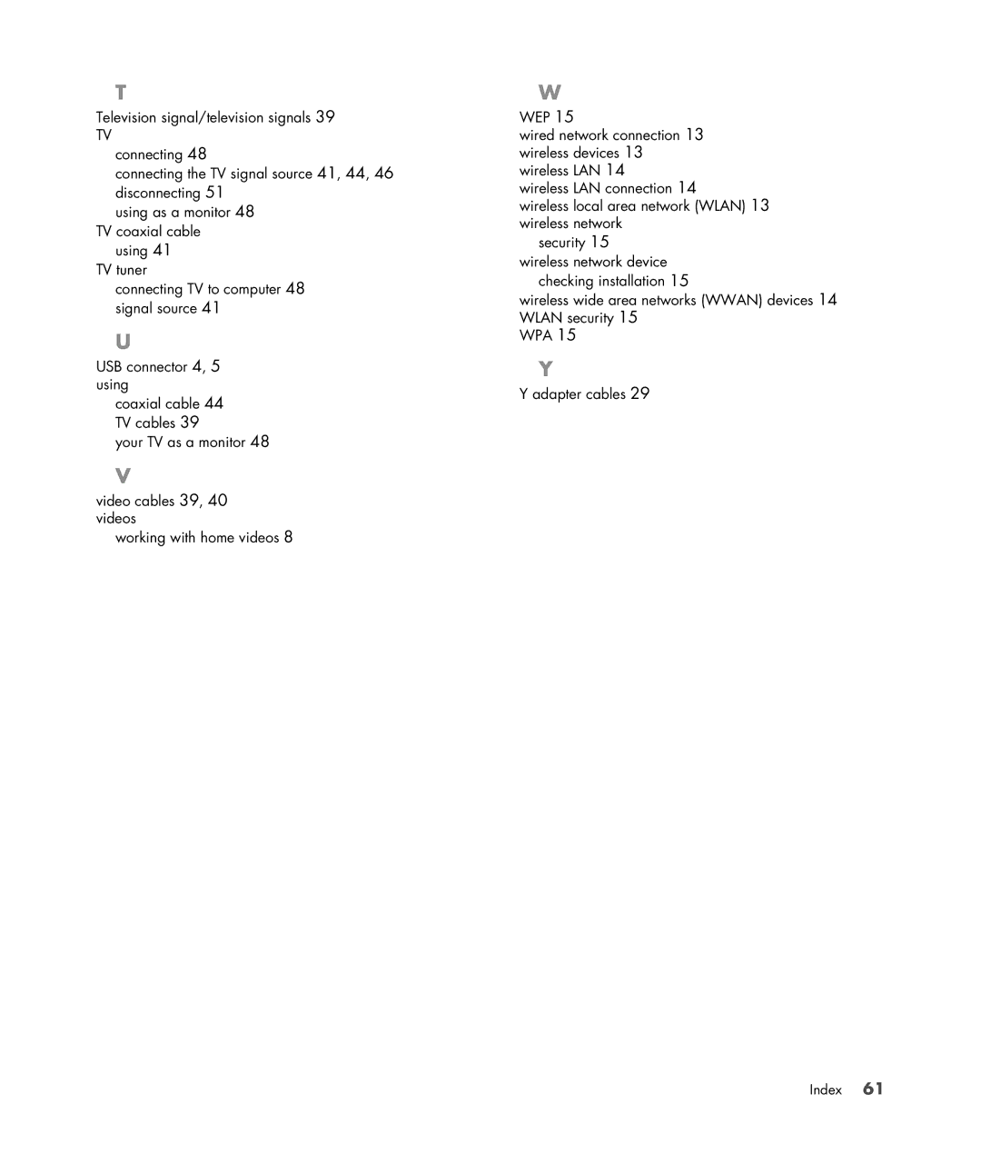 HP SR5610CF, SR5615CF manual Index 