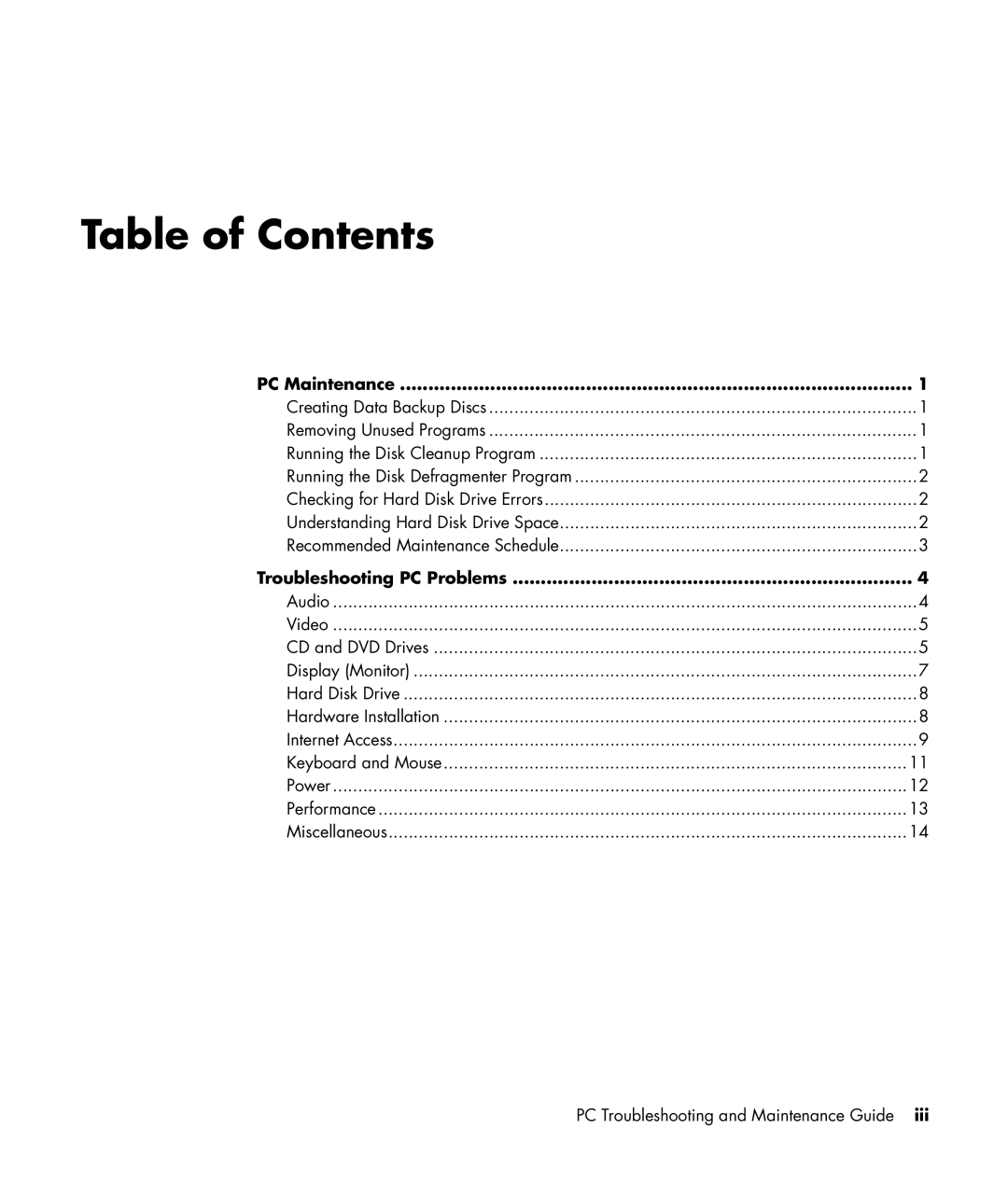 HP SR5702F, SR5710F, SR5708F, SR5705F, SR5712F, SR5718F, SR5710Y manual Table of Contents 