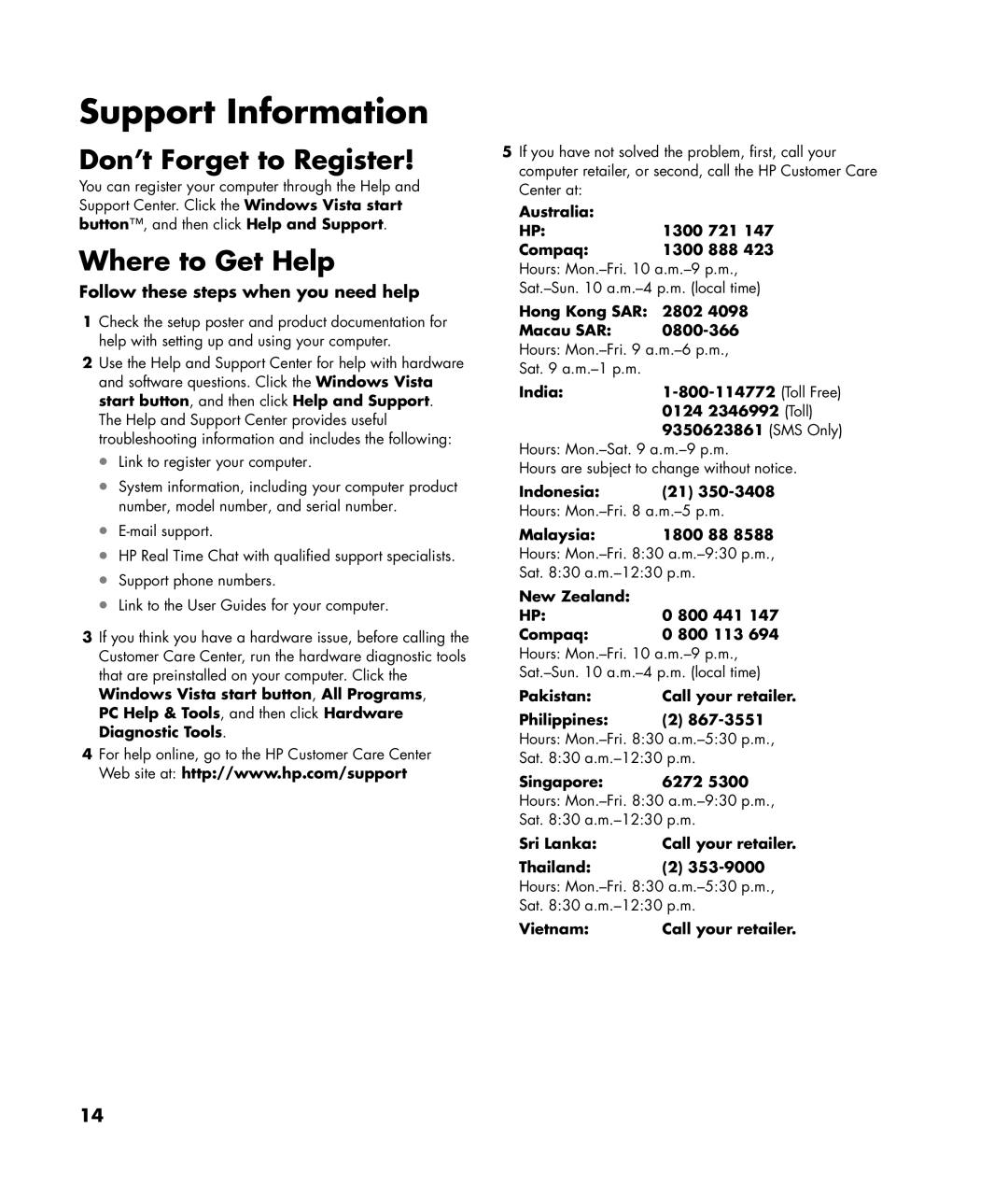 HP SR5780D manual Don’t Forget to Register, Where to Get Help, Follow these steps when you need help 