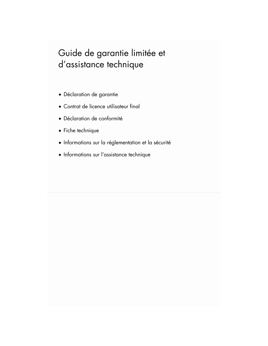 HP S3905F, SR5908F manual Guide de garantie limitée et d’assistance technique 