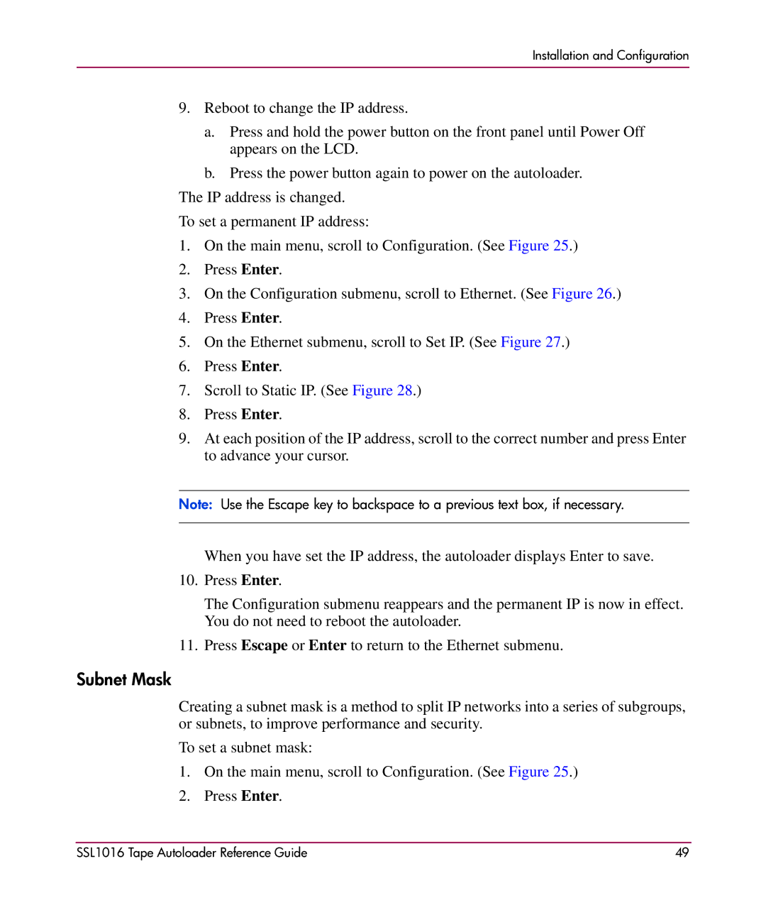 HP SSL1016 manual Subnet Mask 