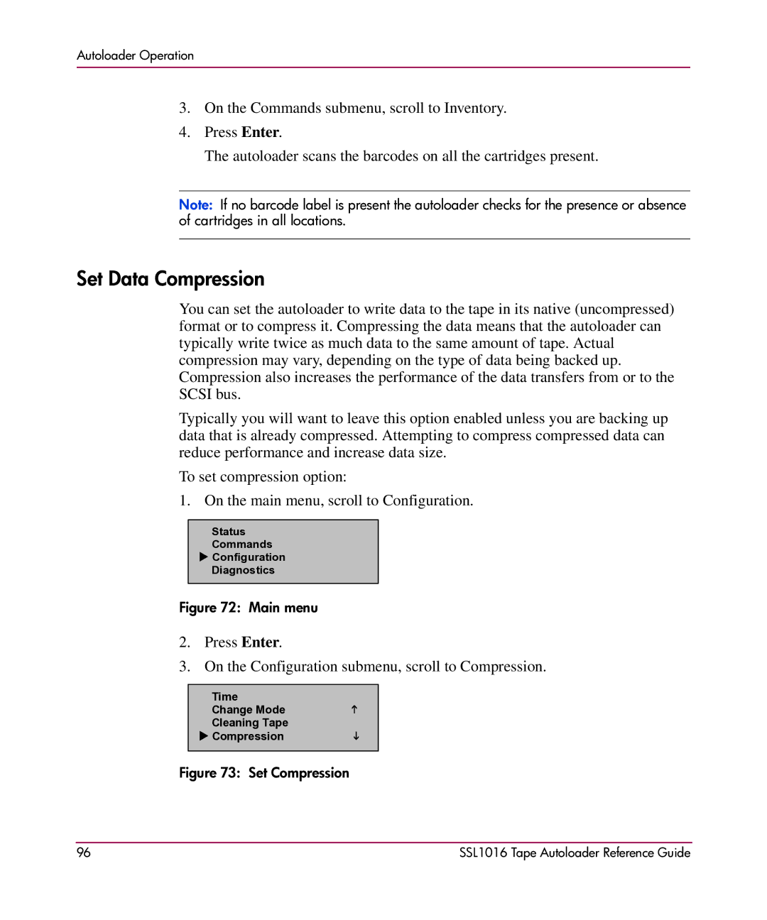 HP SSL1016 manual Set Data Compression, Set Compression 