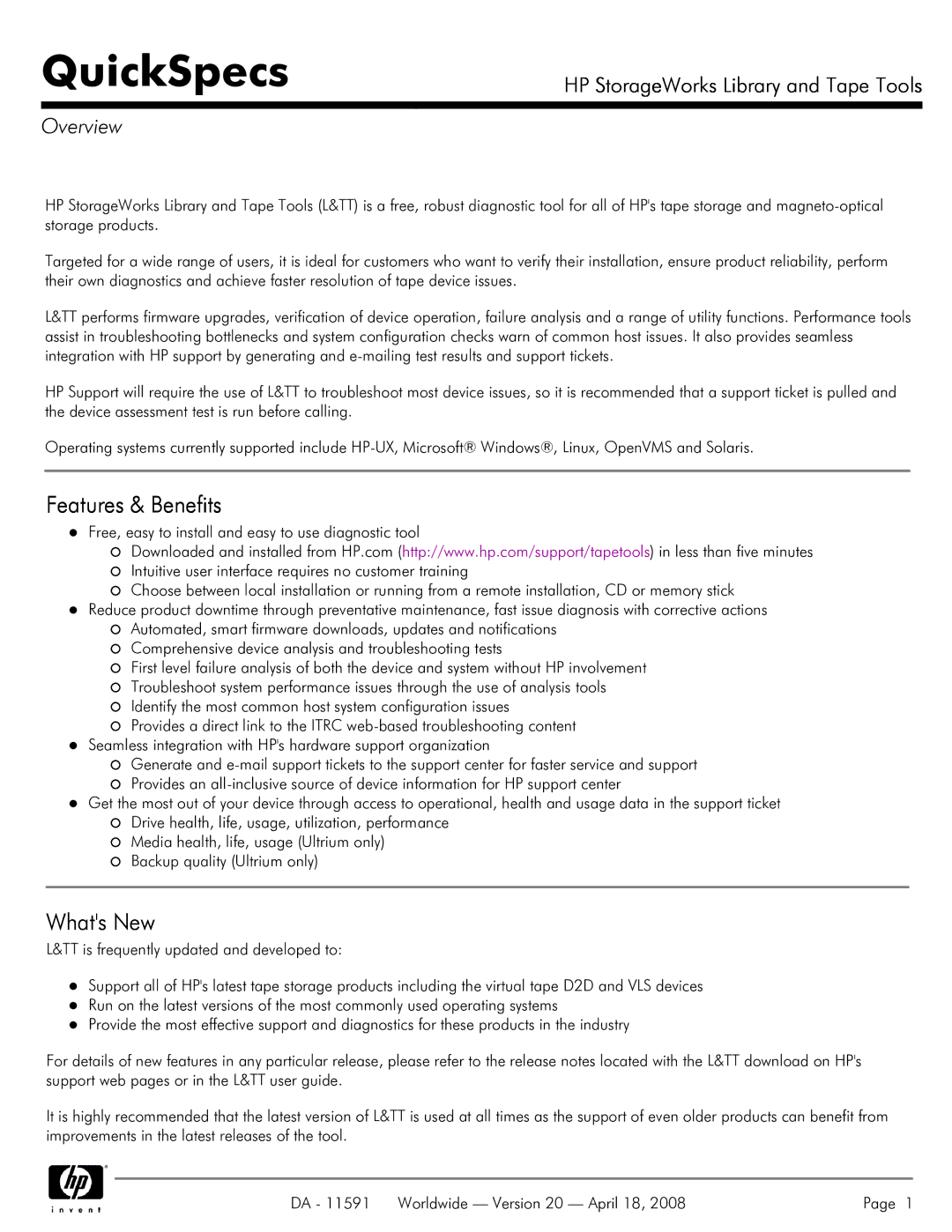 HP SSL1016 manual QuickSpecs, Overview 