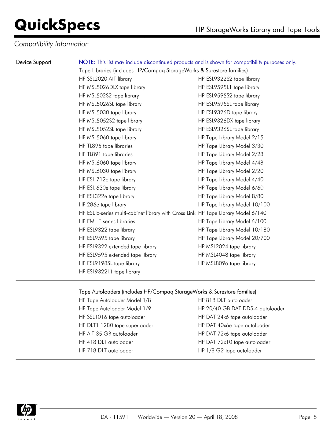 HP SSL1016 manual Compatibility Information 