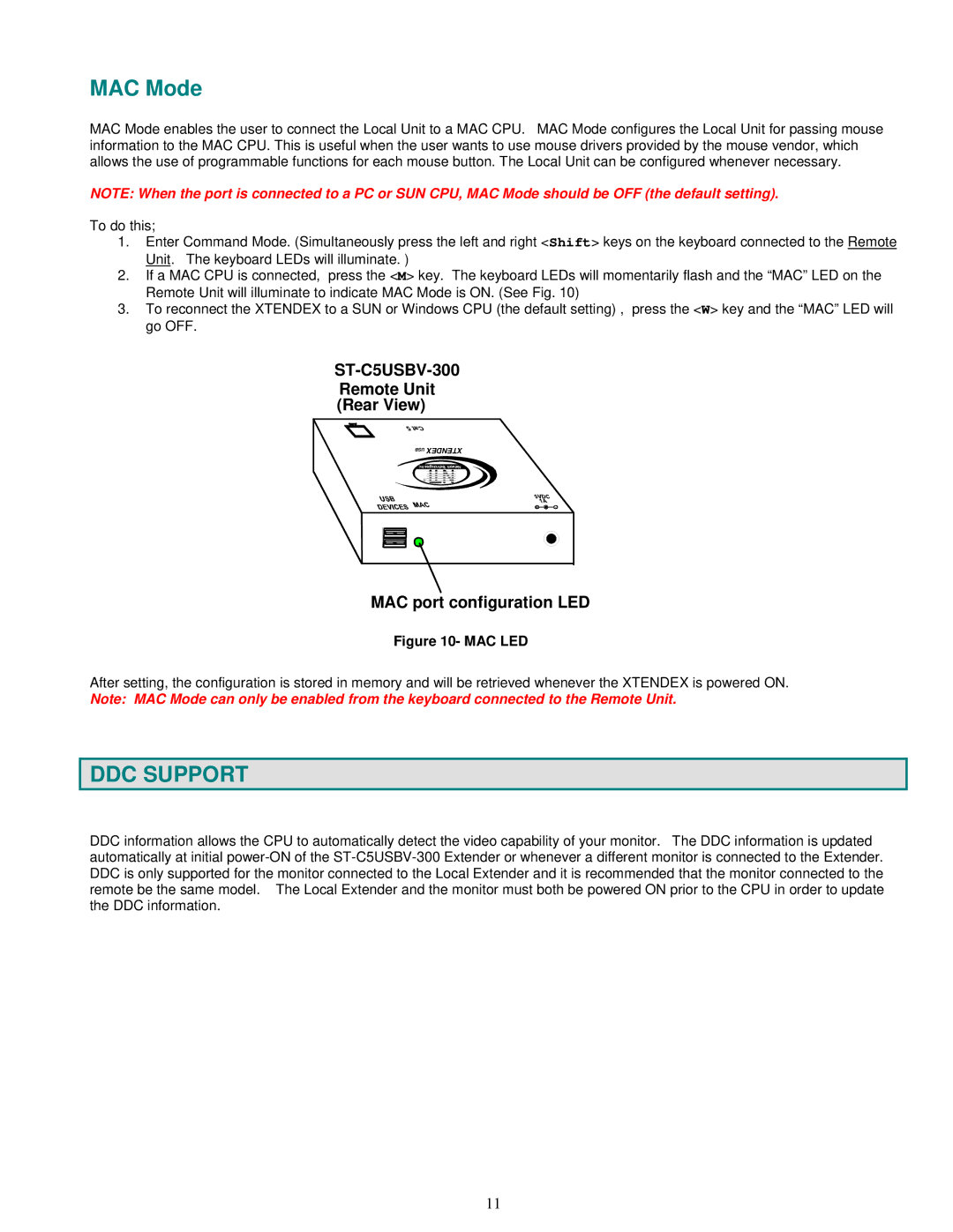 HP ST-C5USBVA-300, ST-C5USBV-300 manual MAC Mode, DDC Support 