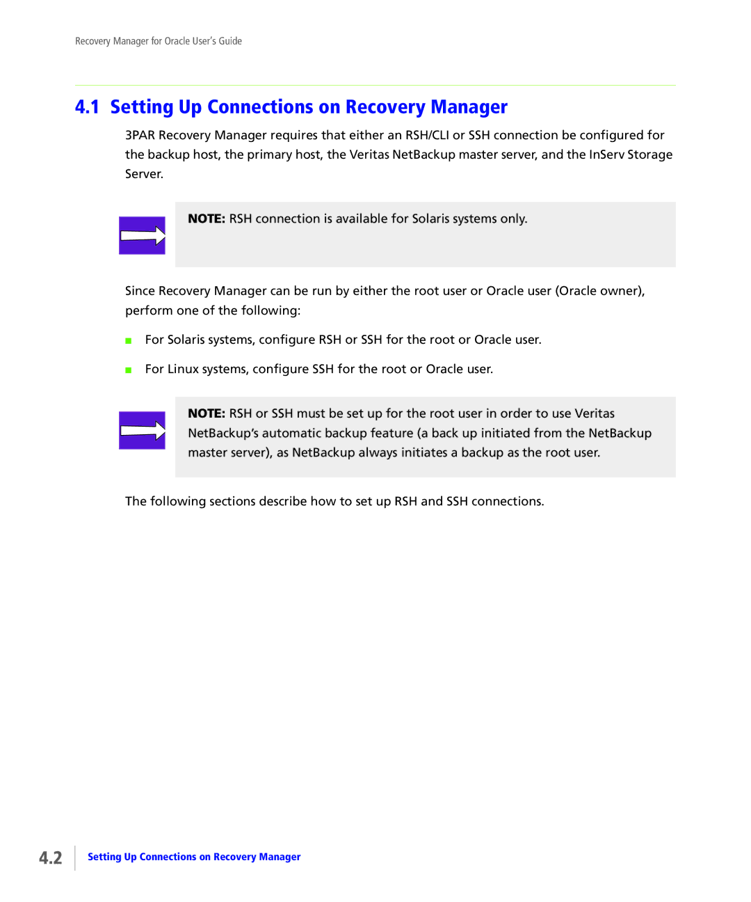 HP StoreServ Application Suite for Oracle Media manual Setting Up Connections on Recovery Manager 