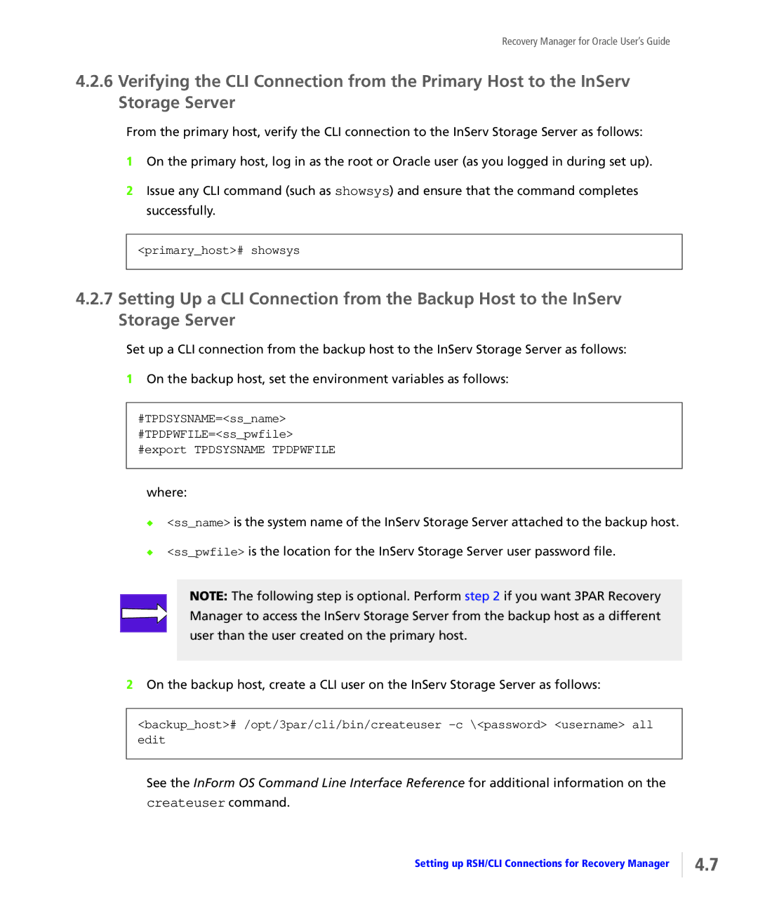 HP StoreServ Application Suite for Oracle Media manual Createuser command, Primaryhost# showsys 