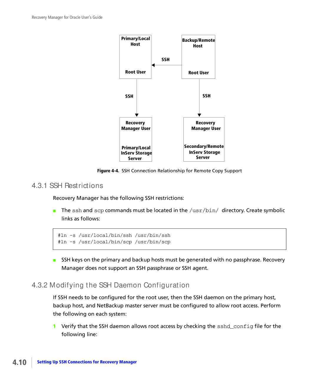 HP StoreServ Application Suite for Oracle Media manual SSH Restrictions, Modifying the SSH Daemon Configuration 