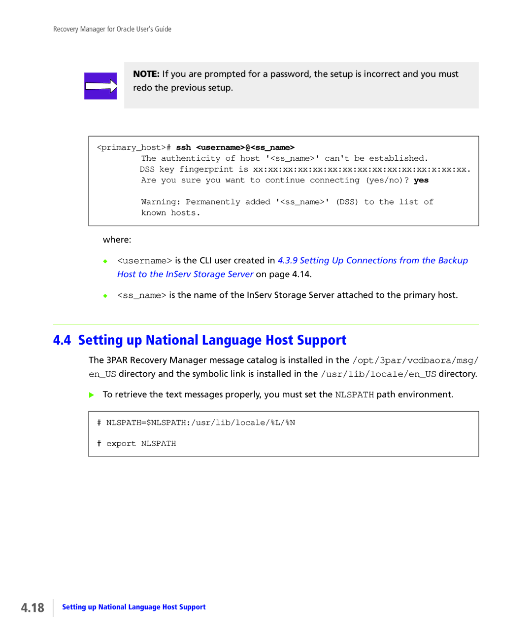 HP StoreServ Application Suite for Oracle Media manual Setting up National Language Host Support 