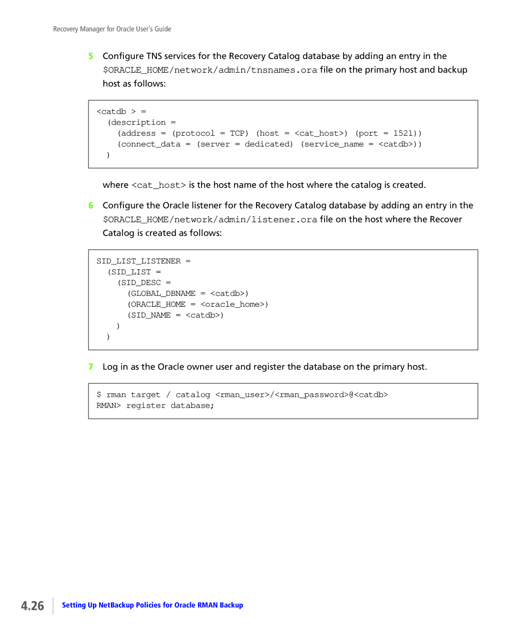 HP StoreServ Application Suite for Oracle Media manual Catdb = description =, Sidlistlistener = Sidlist = 