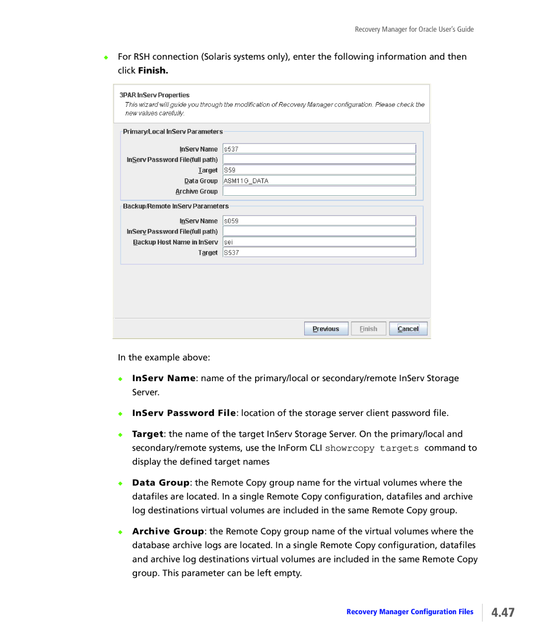 HP StoreServ Application Suite for Oracle Media manual Recovery Manager Configuration Files 