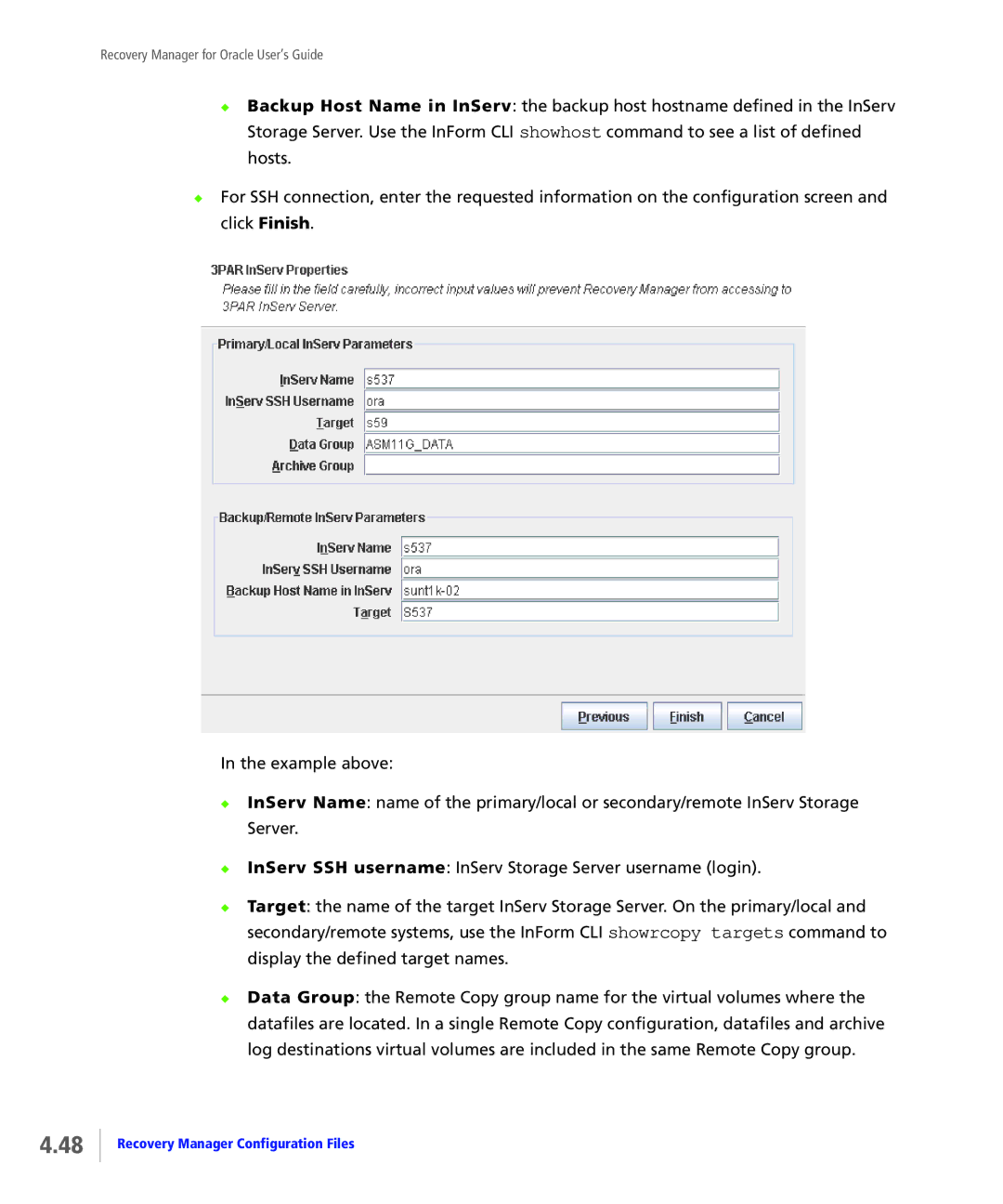 HP StoreServ Application Suite for Oracle Media manual Recovery Manager Configuration Files 